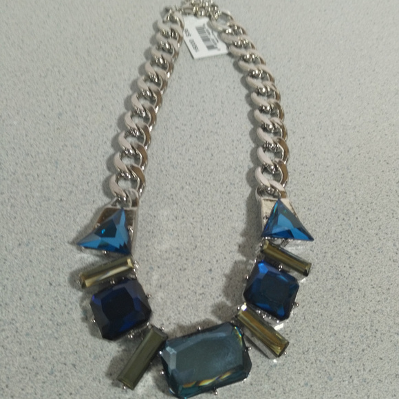 Chunky Colored Stones and Chain Necklace ViVI - Picture 3 of 4